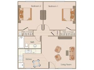 2 Bedrooms 1 Bath