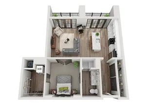 1x1 B Floor Plan
