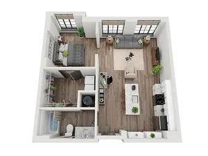 Open 1x1 A Floor Plan