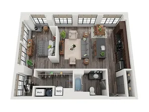 Open 1x1 B Floor Plan