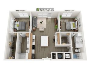 2x2 E | Floor Plan