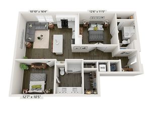 2x2 B | Floor Plan