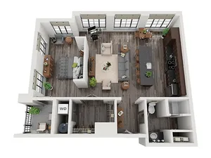 Open 1x1 E Floor Plan
