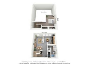 1x1 TH B | Floor Plan