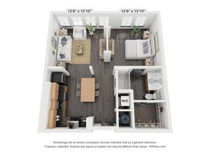 Open 1x1 B - R | Floor Plan