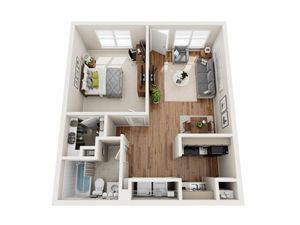 A1 - 1 Bedroom | Floor Plan 1 | Raiders Walk | Student Apartments Lubbock