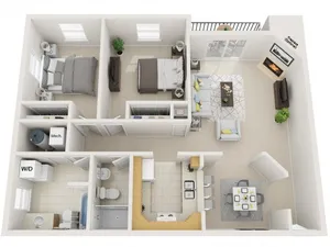 2 bedroom 2 bath Deluxe 1000sq ft