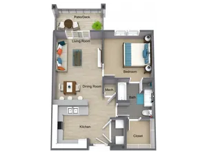 One Bedroom Apartment Floorplan - I STREET Modern Apartments - Bentonville Arkansas