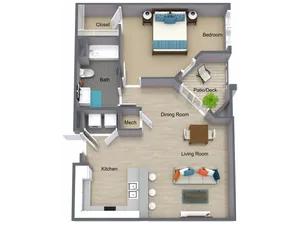 One Bedroom Apartment Floorplan - I STREET Modern Apartments - Bentonville Arkansas