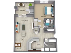 One Bedroom Apartment Floorplan - I STREET Modern Apartments - Bentonville Arkansas