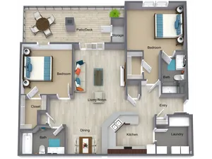 Two Bedroom Apartment Floorplan - I STREET Modern Apartments - Bentonville Arkansas