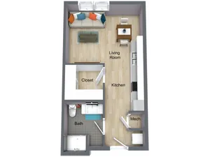 Studio Apartment Floorplan - I STREET Modern Apartments - Bentonville Arkansas
