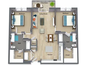 Two Bedroom Apartment Floorplan - I STREET Modern Apartments - Bentonville Arkansas