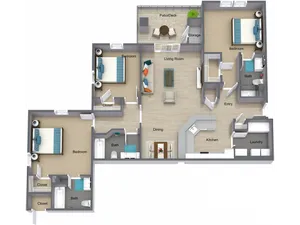 Three Bedroom Apartment Floorplan - I STREET Modern Apartments - Bentonville Arkansas