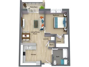 One Bedroom Apartment Floorplan - I STREET Modern Apartments - Bentonville Arkansas