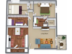 2 Bed - 2 Bath - 900 sq. ft.