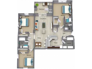 Three Bedroom Apartment Floorplan - I STREET Modern Apartments - Bentonville Arkansas
