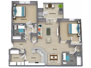 Two Bedroom Apartment Floorplan - I STREET Modern Apartments - Bentonville Arkansas