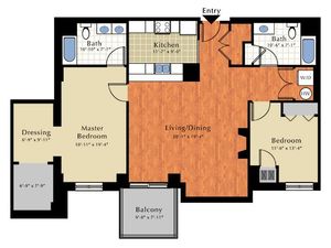 2 Bdrm Floor Plan | Apartment In Lowell Ma | Grandview Apartments
