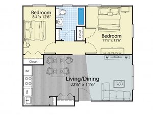 2 Bedroom Floor Plan | Dover NH Apartment Buildings | Princeton Dover