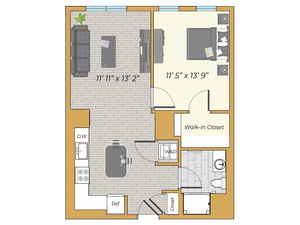 1 Bedroom Deluxe floor plan