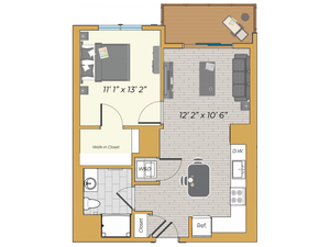 1 Bedroom w/ Balcony floor plan image