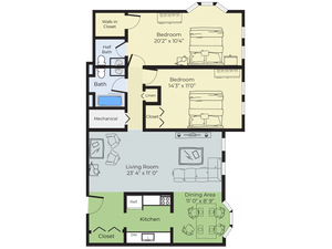 2 Bdrm Floor Plan | Nashua New Hampshire Apartments For Rent | Boulder Park