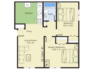 2 Bed Floor Plan