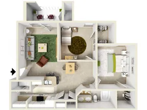 Kellys Ridge Apartments Columbia Missouri 3D Floor Plan of B1 Plan