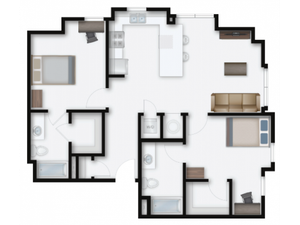 2 BEDROOM, 2 BATH XL