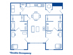 2 BEDROOM, 2 BATH DOUBLE