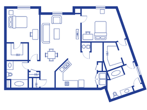 2 Bedroom, 2 Bath XL