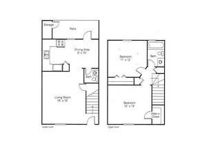 2 Bedroom Floor Plan | Apartments in Charlotte NC | Arcadian Village