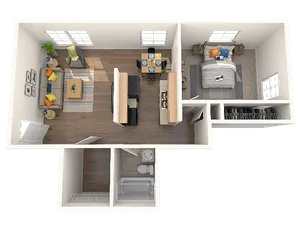 One Bedroom One Bath 670 SF