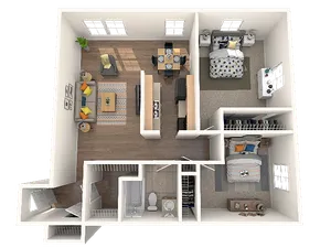 Two Bedroom One Bath 952 SF