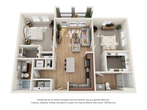 View of B2 Floor Plan at Cottonwood Lighthouse Point Apartments in Pompano Beach