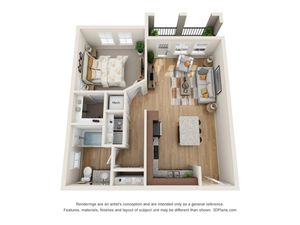 Find modern and simplistic layouts in our A2 1-Bedroom Floor Plan at Cottonwood Lighthouse Point Apartments in Pompano Beach