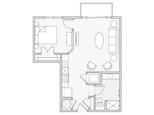 1X1-A2 Floor Plan | 1 Bedroom with 1 Bath | 651 Square Feet | Alpha Mill | Apartment Homes