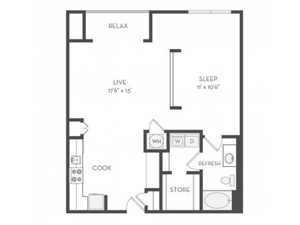 The Fulton Floor Plan | 1 Bedroom with 1 Bath | 954 Square Feet | Cottonwood Westside | Apartment Homes