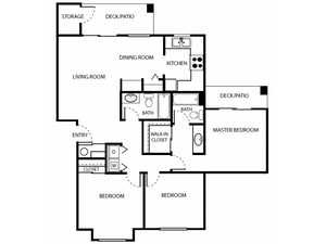C2r Floor Plan | 3 Bedroom with 2 Bath | 1072 Square Feet | Scott Mountain | Apartment Homes