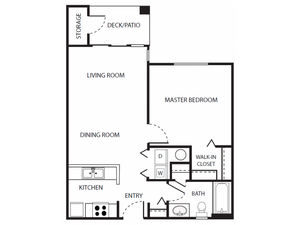A3 Floor Plan | 1 Bedroom with 1 Bath | 656 Square Feet | Scott Mountain | Apartment Homes