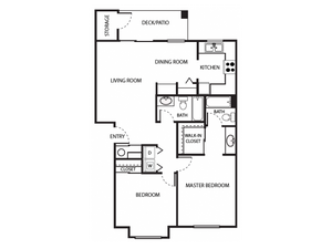 B1 Floor Plan | 2 Bedroom with 2 Bath | 930 Square Feet | Scott Mountain | Apartment Homes