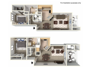Vista Floor Plan | 1 Bedroom with 1 Bath | 830 Square Feet | Clearview | Apartment Homes