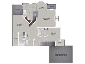 B4 Floor Plan | 2 Bedroom with 2 Bath | 1462 Square Feet | Cottonwood Ridgeview | Apartment Homes