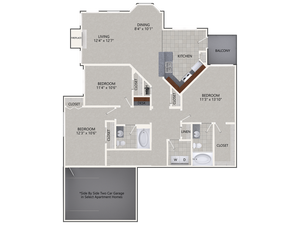 C2G Floor Plan | 3 Bedroom with 2 Bath | 1596 Square Feet | Cottonwood Ridgeview | Apartment Homes