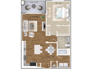 The Luna Floor Plan | 1 Bedroom 1 Bath | 818 Square Feet | Cottonwood West Palm | Apartment Homes