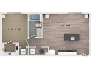 A3 Floor Plan | 1 Bedroom with 1 Bath | 705 Square Feet | Sugarmont | Apartment Homes