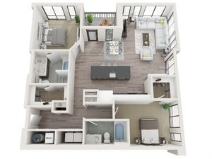 B8 3D Floor Plan | 2 Bedroom with 2 Bath | 1289 Square Feet | Sugarmont | Apartment Homes