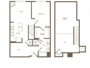 993 square foot one bedroom one bath with den loft apartment floorplan image