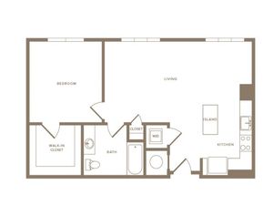 823 to 860 square foot one bedroom one bath apartment floorplan image